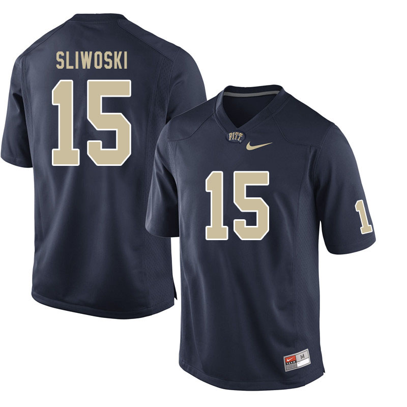 Men #15 Justin Sliwoski Pitt Panthers College Football Jerseys Sale-Navy